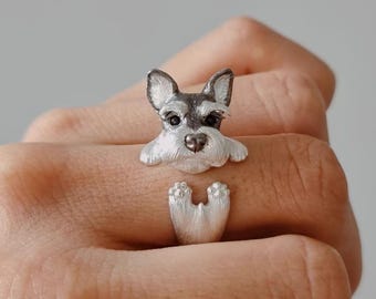 Anillo personalizado con retrato de gato o perro • Joyería conmemorativa para mascotas de plata pura 999 • Anillo de plata