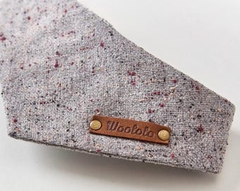 Bandana personalizzata in lana per animali domestici: motivo scozzese britannico con targhetta in pelle con nome