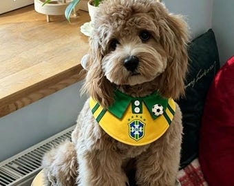 Country National Team Soccer Dog Bandana | Argentina, Brazil, England, France, Germany, Portugal, Spain | Football Pet Accessory