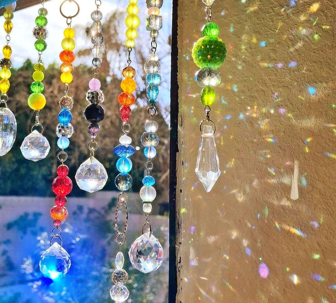 Handcrafted Crystal Suncatcher | Boho Rainbow Prism Window Decor, Car ...