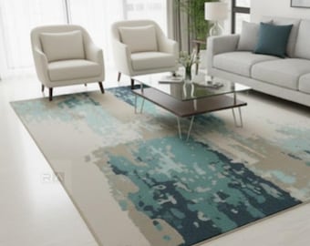 Hand-Tufted Multicolor Abstract Rug: Modern Wool Area Rug (8x10 Ft)