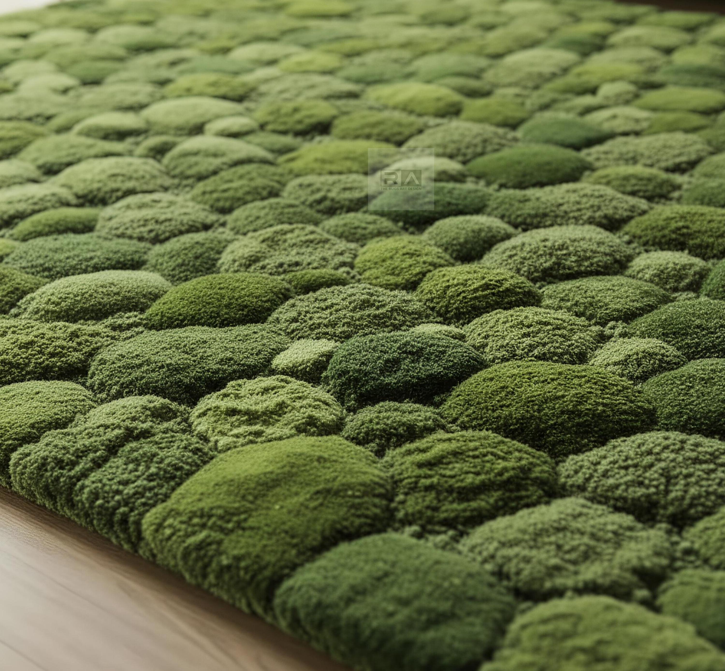 Hand Tufted Green Moss Wool Rug - Modern Abstract Forest Design - Etsy