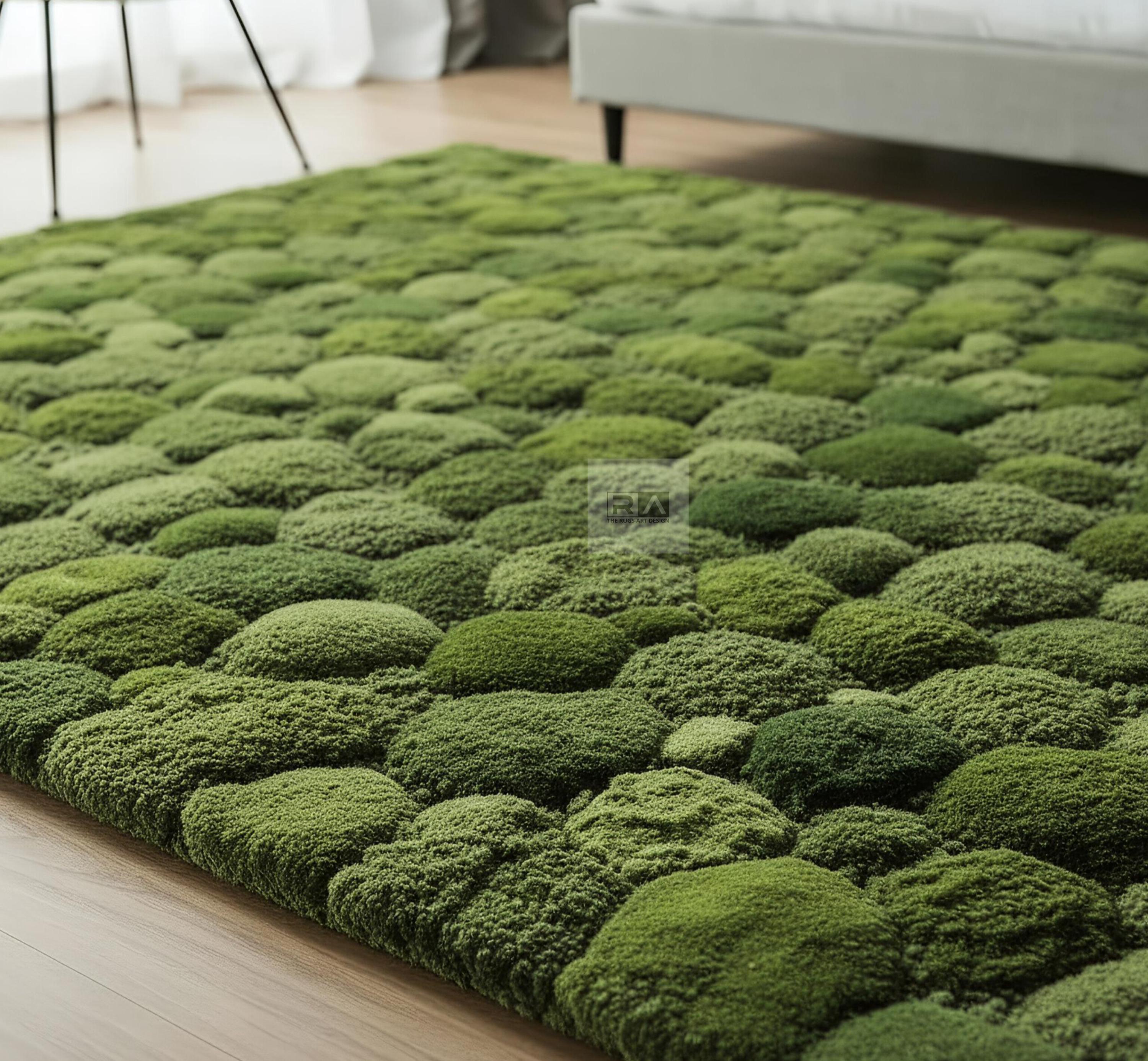 Hand Tufted Green Moss Wool Rug - Modern Abstract Forest Design - Etsy