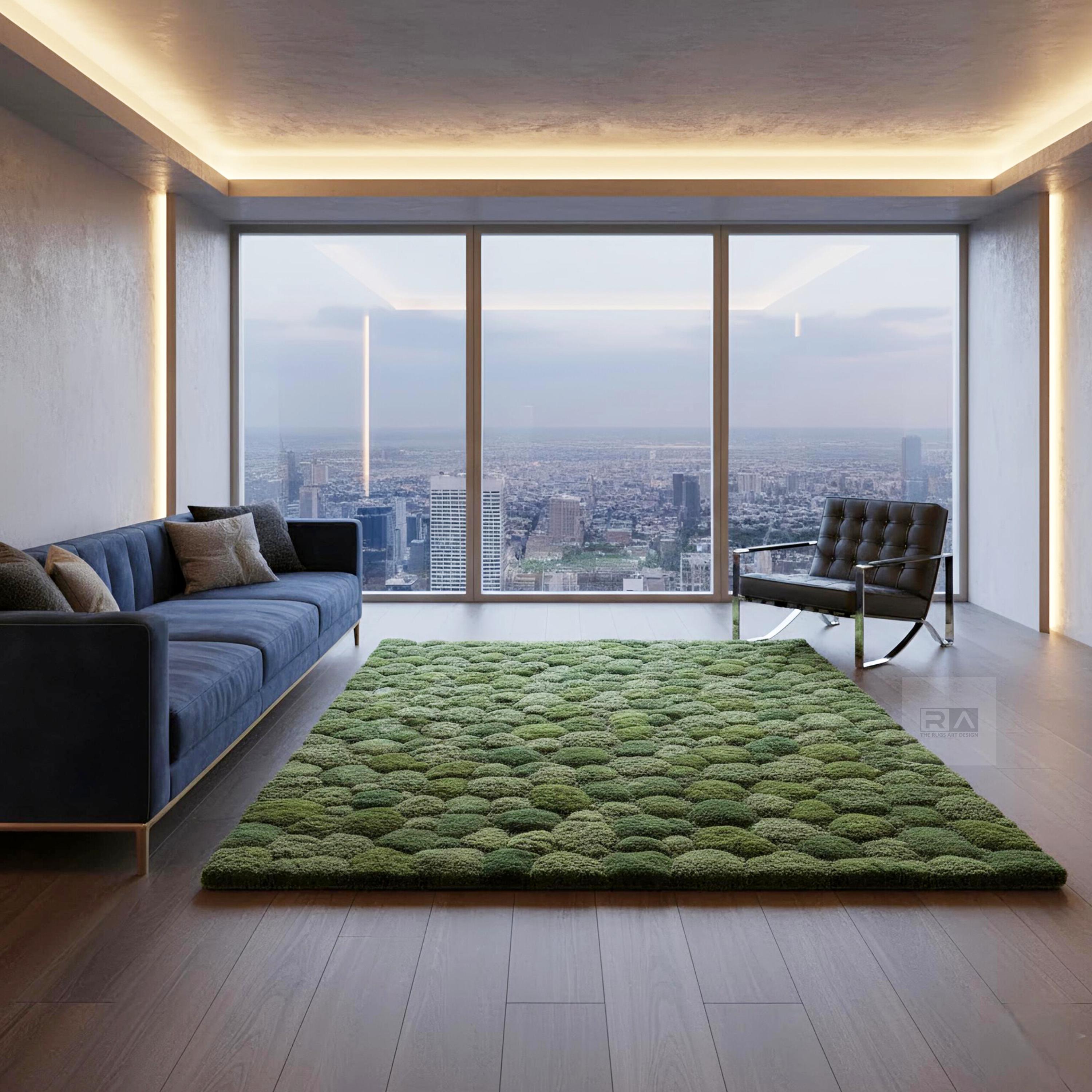Hand Tufted Green Moss Wool Rug - Modern Abstract Forest Design - Etsy