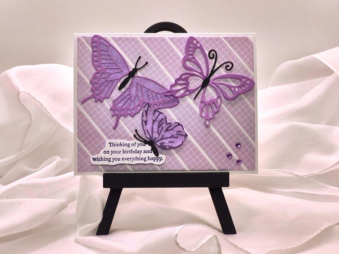 Handmade Elegant Purple Butterfly Birthday Card - Etsy