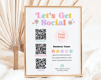 Retro Social Media Sign Template, Retro Small Business Sign Canva Template, Social Media Business Sign, DIY Follow Us On Social Media, Becka