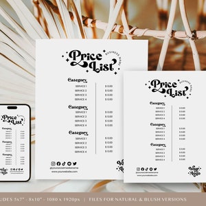 Retro Price List Canva Template, Instagram Story Price List, Editable Pricing Sheet, Salon Price Guide, Printable Payment Sign - Maggie