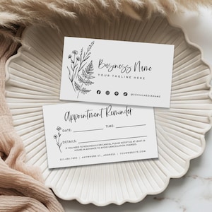 Modèle de carte de rendez-vous modifiable fleurs sauvages, rappel de rendez-vous imprimable, carte de rendez-vous moderne pour le prochain rendez-vous, fougère de carte de date de rendez-vous bricolage