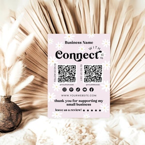 Daisy Social Media Sign Template, boho Small Business Sign Canva Template, Social Media Business Sign, DIY Follow Us On Social Media, dazee