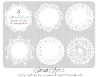 INSTANT DOWNLOAD Digital Lace Doilies - photography or personal use - clip art & Photoshop brushes