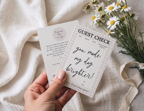 Cottagecore Guest Check Thank You Canva Card Template, Vintage Order Insert, Cozy Neutral Aesthetic Editable Small Business Packaging, KT33