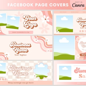 Editable Facebook Covers, Boho Rainbow Facebook Page Banners, Retro ...
