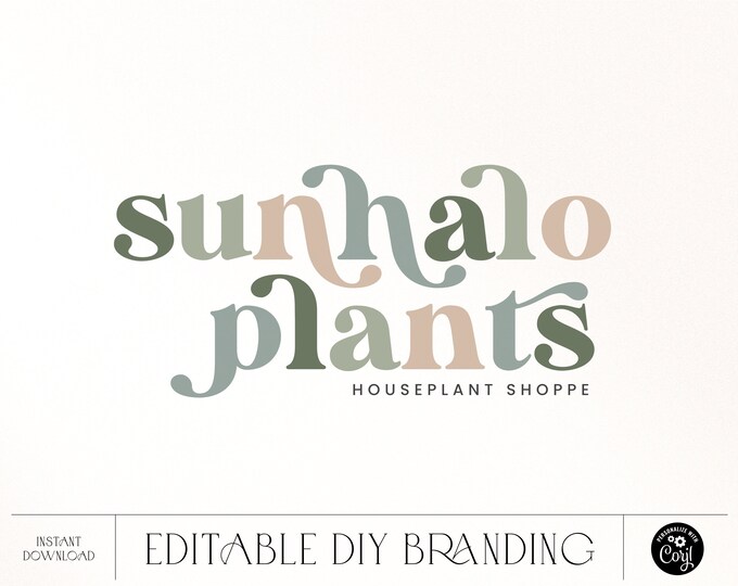 Colorful Retro Logo Design, DIY Editable Premade Boho Logo Design ...