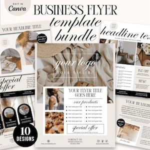 Business Flyer Bundle Canva Template, Editable Printable Services, Small Business Ad Templates,  One Page Marketing Flyer Design, LX22