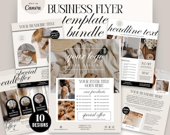 Business Flyer Bundle Canva Template, Editable Printable Services, Small Business Ad Templates,  One Page Marketing Flyer Design, LX22