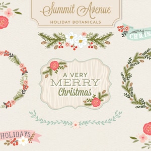 VECTOR Holiday Botanical Flowers & Wreaths