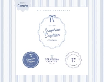 Coquette Bow Logo Design, Editable Canva Logo Template, Trendy Hand Drawn logo Small Business logo, Brand Guidelines Style Brand board, Sera