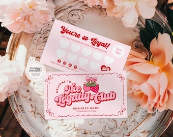Editable Loyalty Card Template, Coquette Bow Customer Punch Card, Printable Discount Card, Rewards Card Design, Customer Stamp Card, Cheri