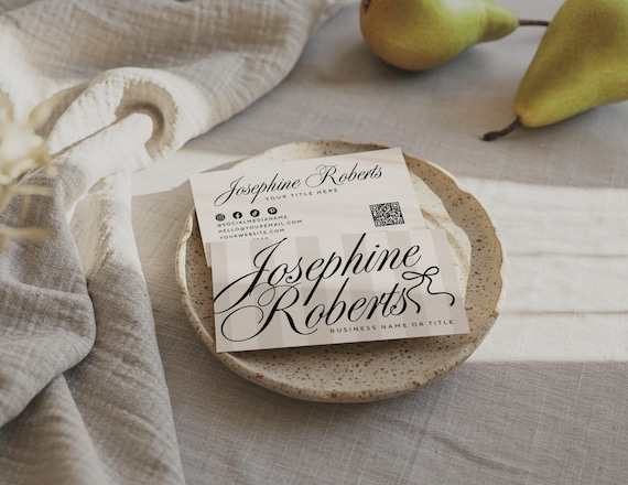 Luxury Business Card Template Canva QR Code, Vintage Old Money Aesthetic Small Business Card, Elegant Luxe Editable Branding Card, LX44