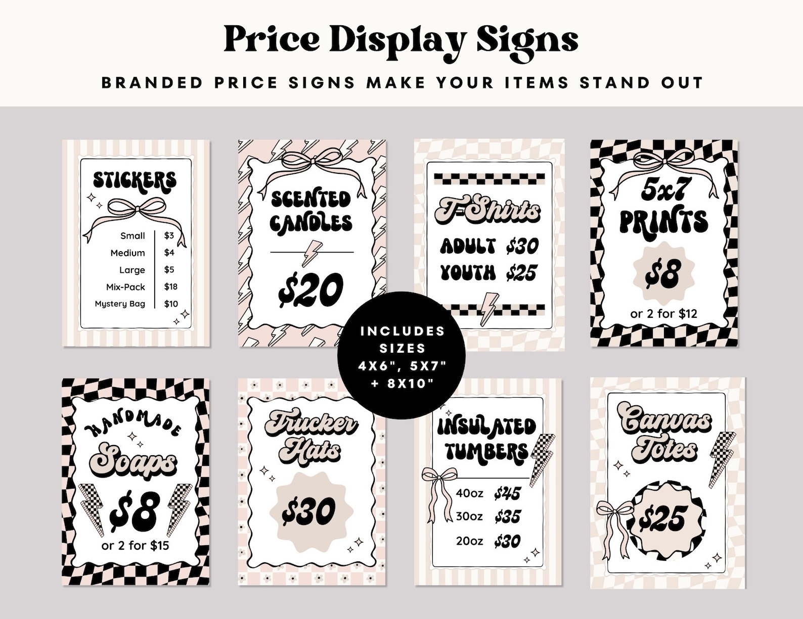 Retro DIY Printable Price Signs Canva Template, Editable Pop-up Shop ...