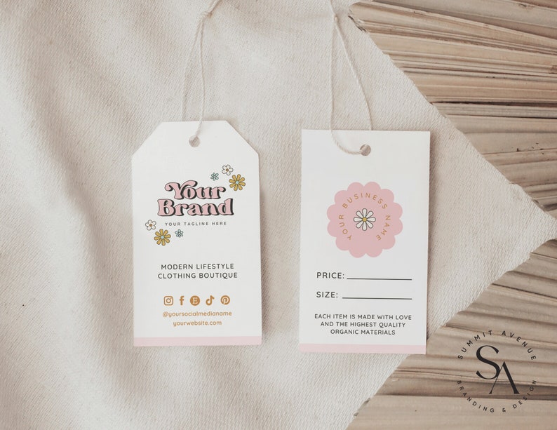 Retro Small Business Hang Tag Boutique Clothing Tag Template Etsy