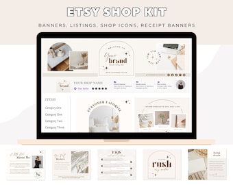 Etsy Shop Banner Template Canva, Luxury Etsy Shop Kit, Canva Templates, Etsy Store Listing Design, Etsy Success Set, Modern Branding, Archie