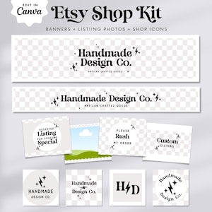 Editable Modern Retro Etsy Shop Template Kit Canva, Black and White Etsy Shop Banners, Etsy Seller Template, DIY Etsy Store Branding, Chey