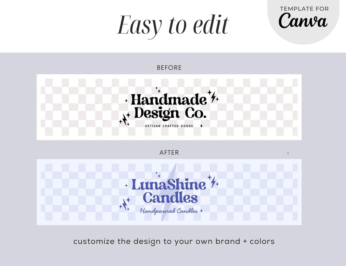 Editable Modern Retro Etsy Shop Template Kit Canva, Black and White ...