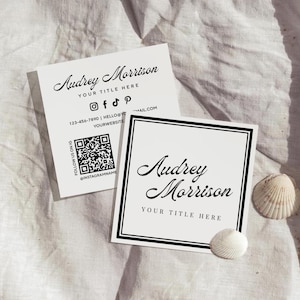 Elegante quadratische Visitenkarte Vorlage Canva, moderne Sofort-Download QR-Visitenkarte, Luxe bearbeitbare Visitenkarte, DIY-Visitenkarte, EL12