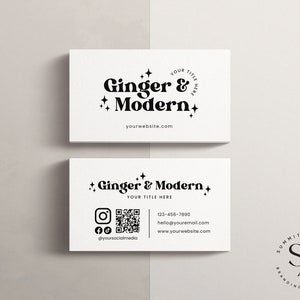 Bearbeitbare moderne Visitenkarte Vorlage QR-Code, Sofortiger Download Visitenkarte Canva Vorlage, DIY druckbare Visitenkarte, Ginger chloe