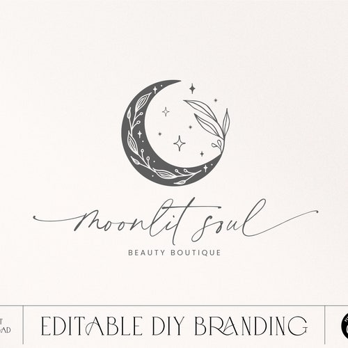Premade Logo Design Moon Logo Set Boho Logo Boutique | Etsy