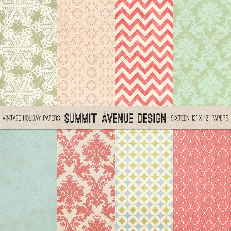 Vintage Holiday Digital papers for personal or photography use Instant Download image 2