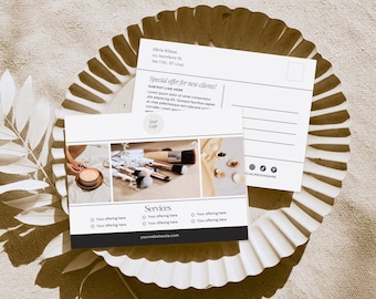Modèle Canva de publipostage de carte postale en gros, Carte postale photo pour petite entreprise pour flyer marketing moderne, Modèle de carte postale promotionnelle - Mina