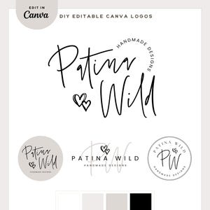 Modern Heart Logo design Instant Canva Template, DIY Minimal Heart Branding, Hand Written Logo Template, Trendy Small Business Logo, ModFab
