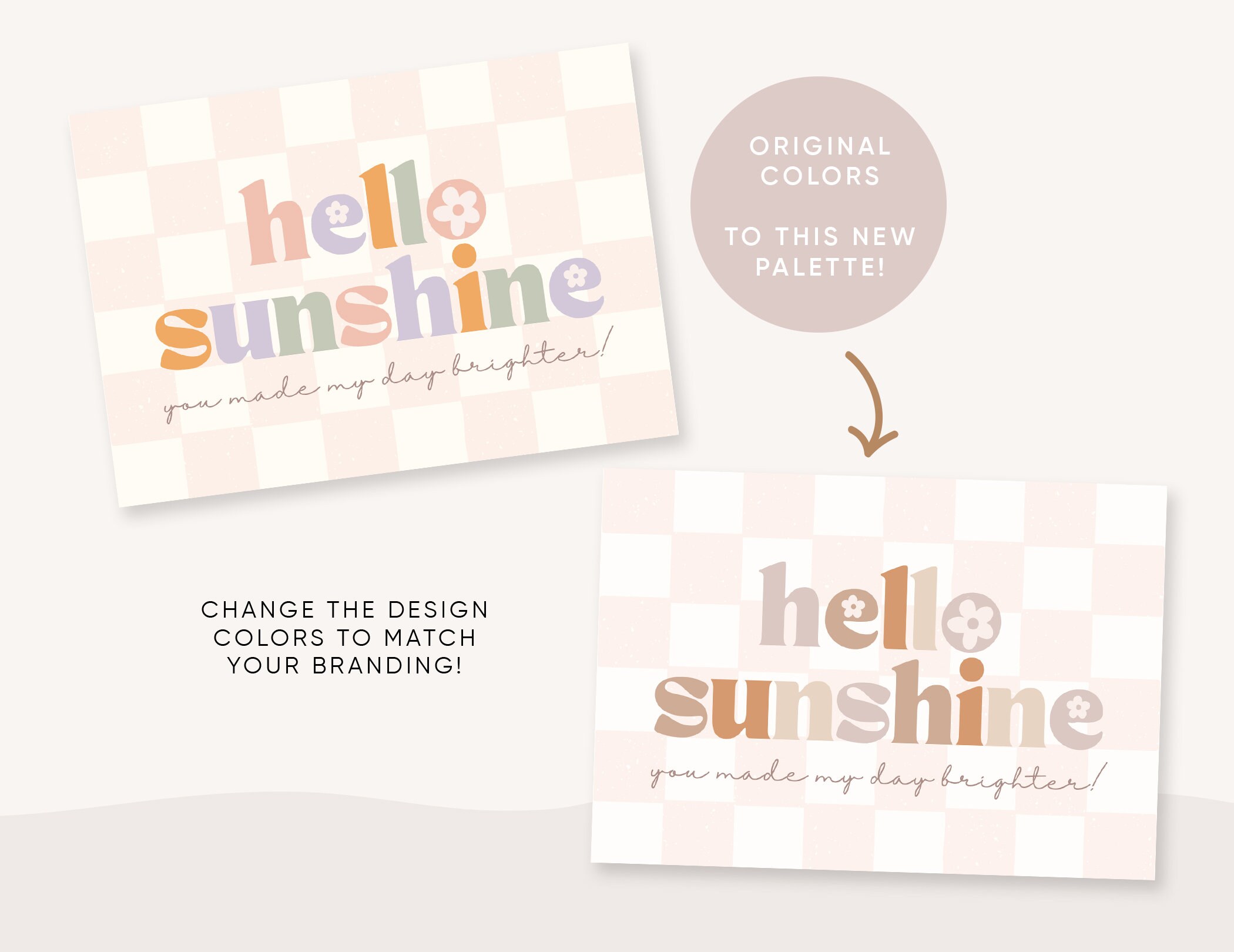 Retro Rainbow Thank You Card Canva Template, Colorful Boho Small ...