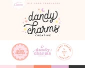 Celestial Logo Design Template Canva, Moon Stars Editable Logo Design, Retro Logo Design Canva, Rainbow Logo for Small Business, Charms