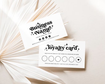 Editable Retro Loyalty Card Canva Template, Customer Punch Card, Business Rewards Card Design, Salon DIY Printable Discount Card, Ginger