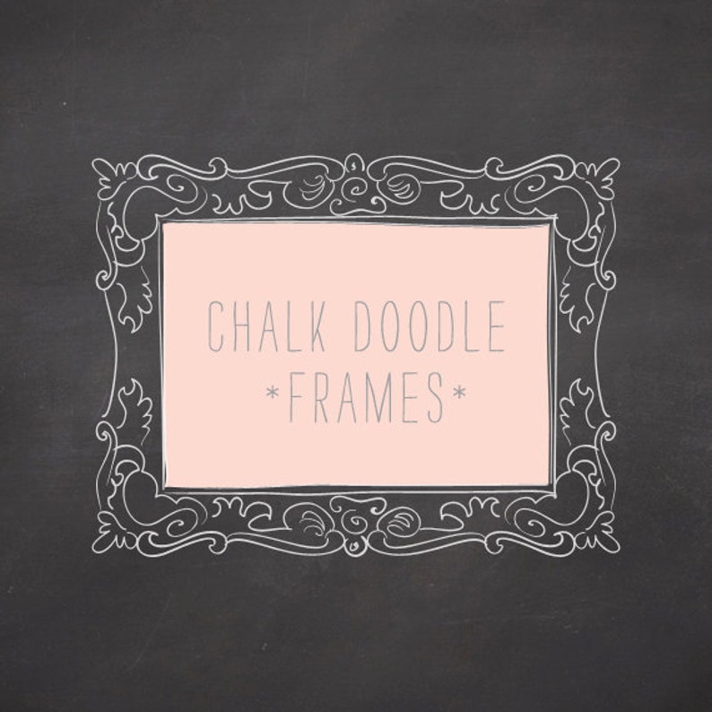 Download Chalk Fancy Doodle Frames clip art Vector & PSD files | Etsy