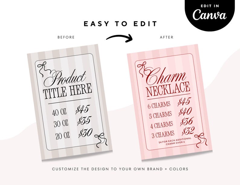 Luxury DIY Printable Price Signs Canva Template, Editable Pop-up Shop ...