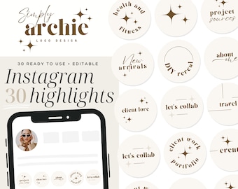 Minimalist Instagram Highlight Covers, Editable Canva Instagram Story Icons, 70s Greige Aesthetic Instagram Highlight Story Icons, Archi