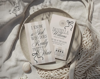 Elegant Hair Stylist Business Card Template Canva QR Code, Luxury Hair Salon Business Branding,  Luxe Editable Business Card Template, LX44