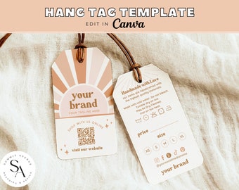 Sunshine Editable Price Tag Canva Template, Product Tags, Retro Product Tag, Custom Clothing Hang Tag, Business Hang Tag Template, Shelby