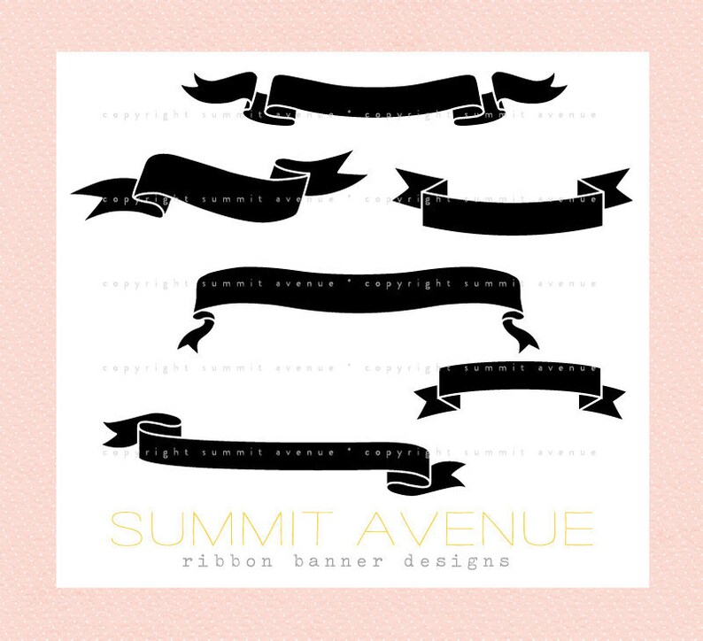 ribbon & banner silhouettes digital clip art for photography scrapbook logos or wedding or invitations Instant Download image 1