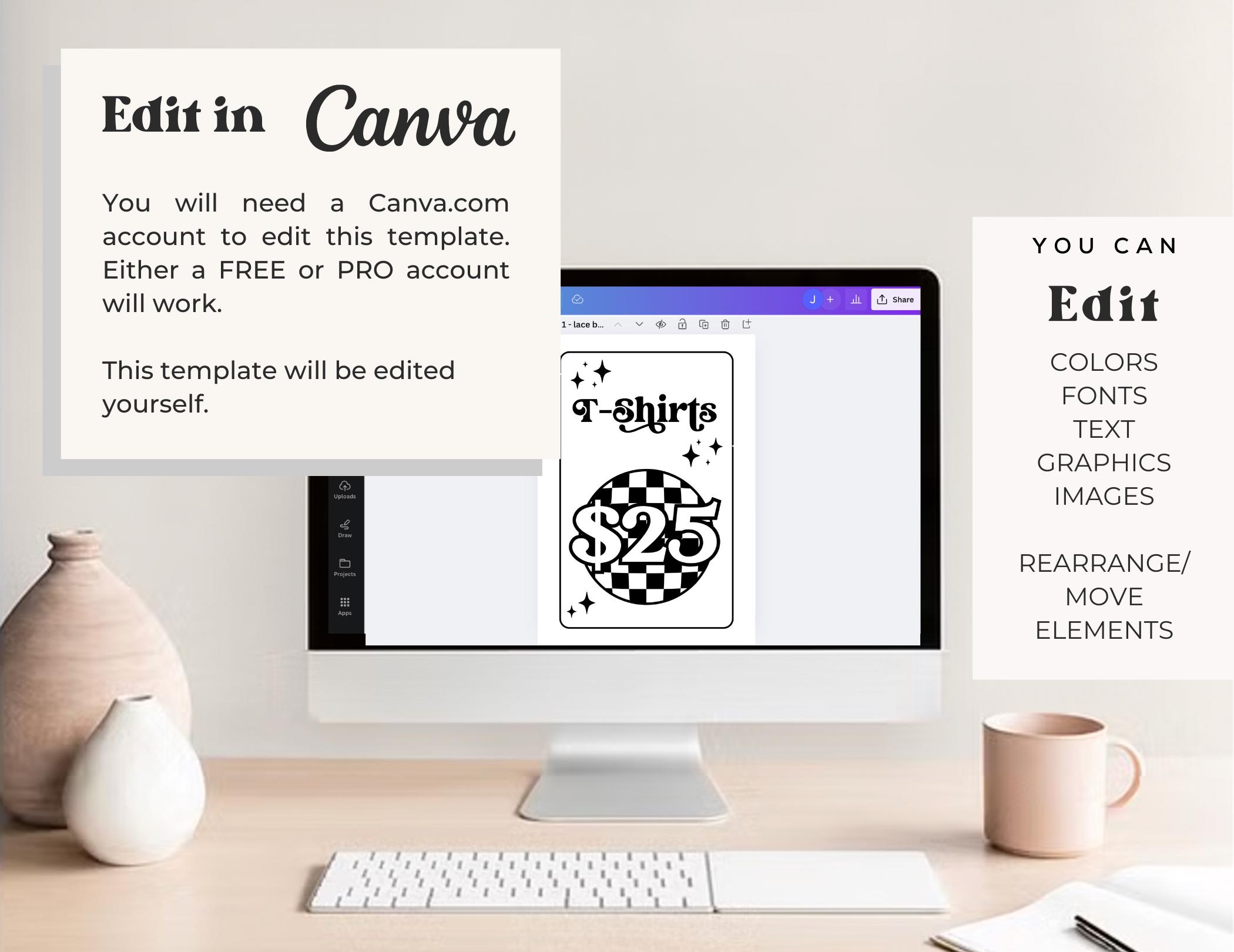 Retro DIY Printable Price Signs Canva Template, Editable Pop-up Shop ...
