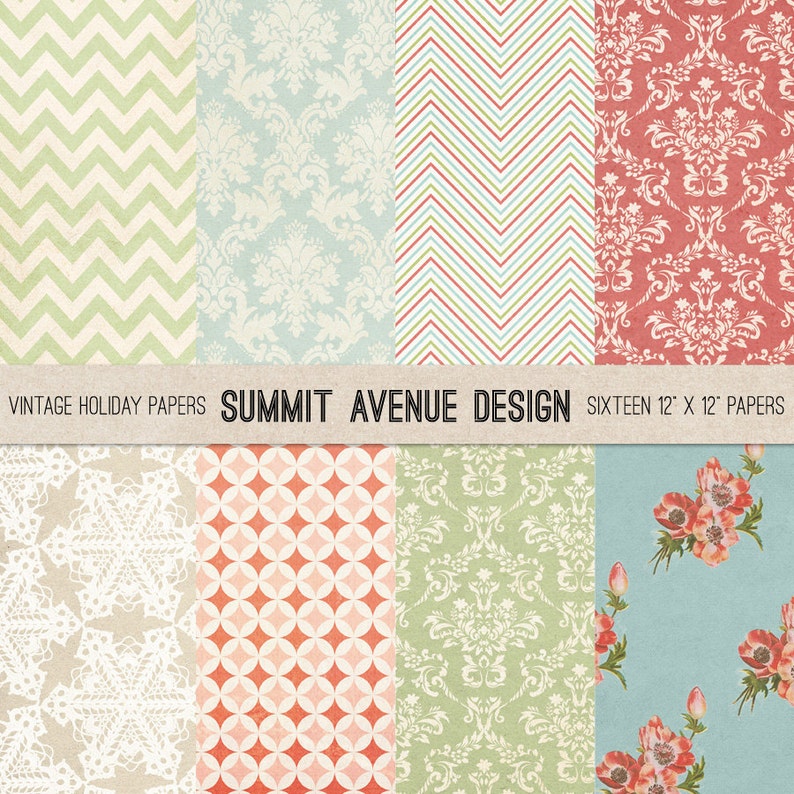 Vintage Holiday Digital papers for personal or photography use Instant Download image 1