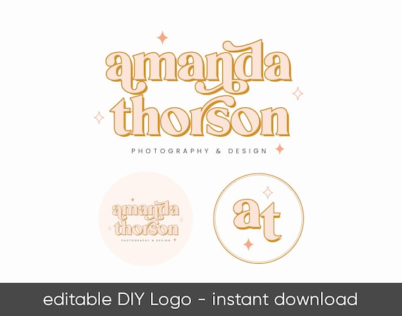 Paper Stationery Paper & Party Supplies DIY Boho Retro Script Logo ...