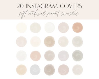 Soft Natural Painted Instagram Highlight Covers, Watercolor Story Covers, neutral Instagram Story Icons, Creamy Instagram Highlight Icons