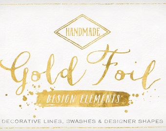 Gold Foil Design Elements - Shapes & Brush Strokes