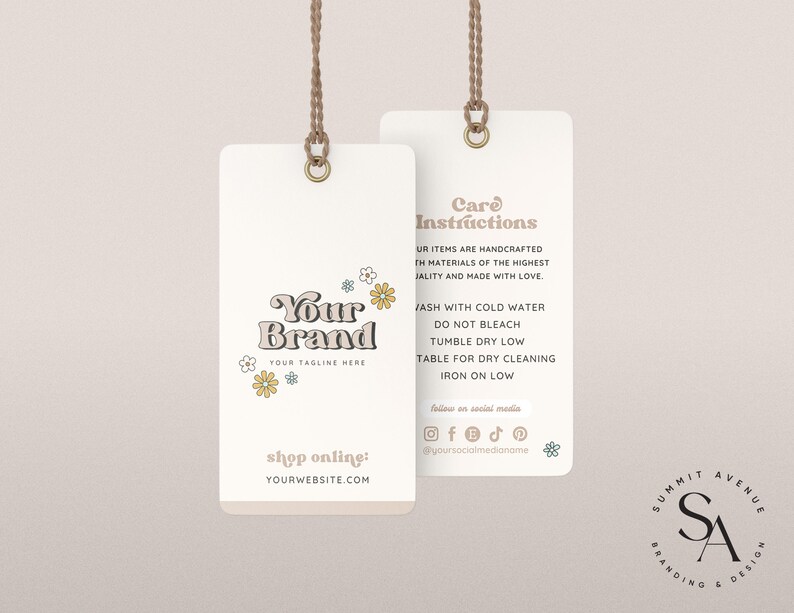 Retro Small Business Hang Tag - Boutique Clothing Tag Template - Modern ...