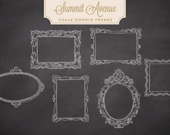 Chalk Fancy Doodle Frames - clip art - Vector & PSD files - INSTANT DOWNLOAD